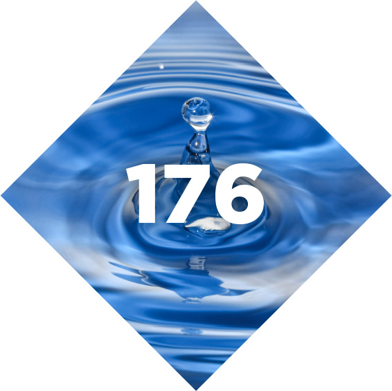 water droplet with “176” superimposed