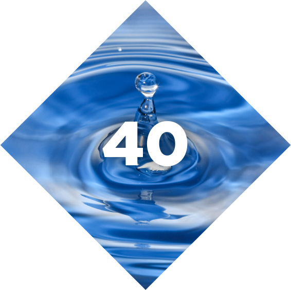 water droplet with “40” superimposed